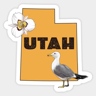 Utah with state flower and bird Sticker